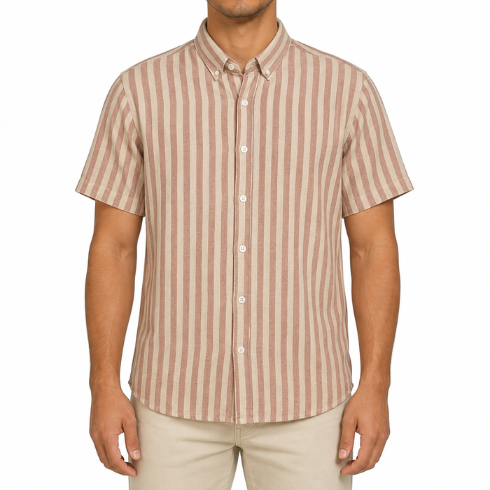 Men Striped Short Sleeve Shirt