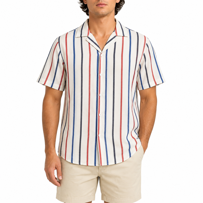 Men Striped Short Sleeve Shirt