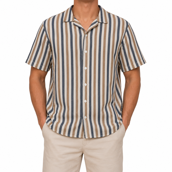 Men Striped Short Sleeve Shirt