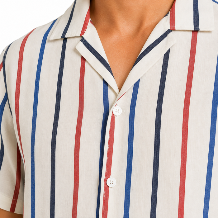 Men Striped Short Sleeve Shirt
