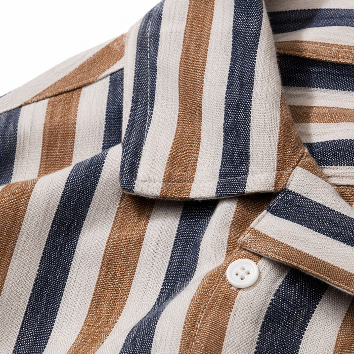 Men Striped Short Sleeve Shirt