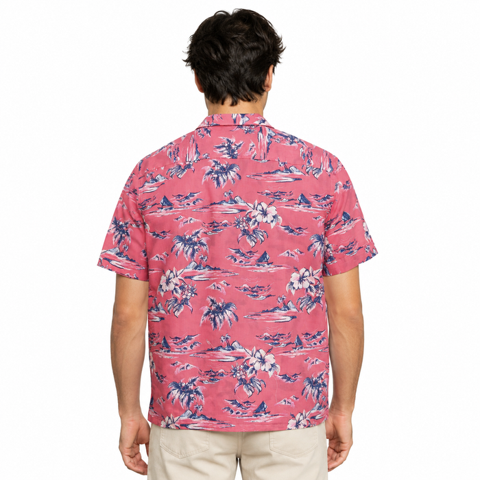 Men Tropical Print Short Sleeve Casual Shirt