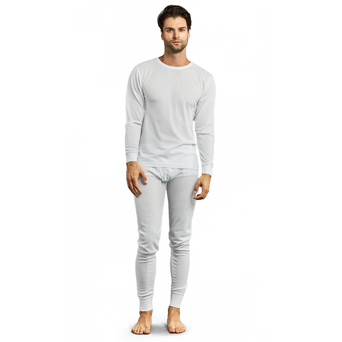 Men's White Winter Thermal Underwear Set Assorted Sizes - Bulk Case of 24