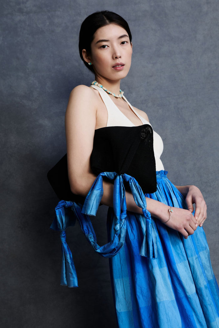 Mesh Net Tote Blue Check