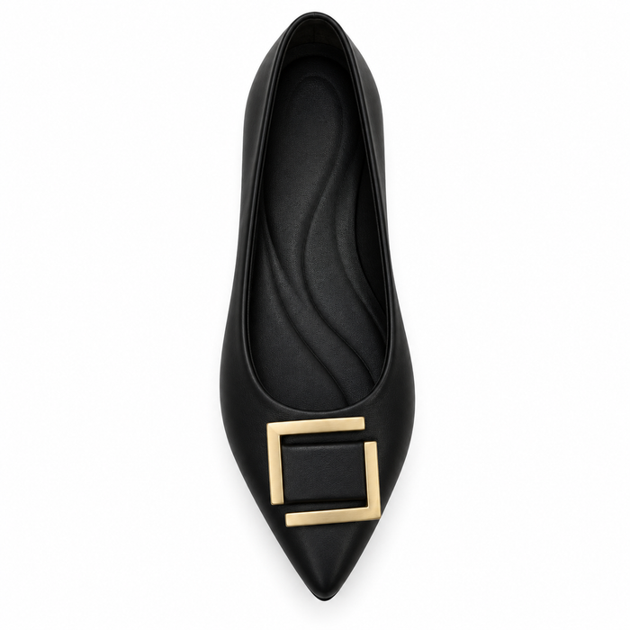 Metal Detail Pointed Toe Flats