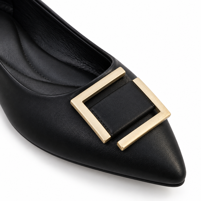 Metal Detail Pointed Toe Flats