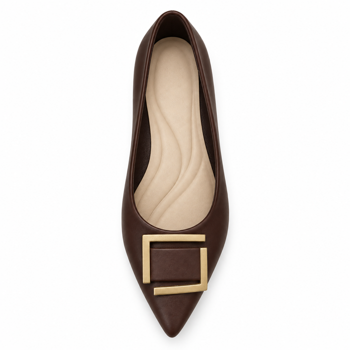 Metal Detail Pointed Toe Flats