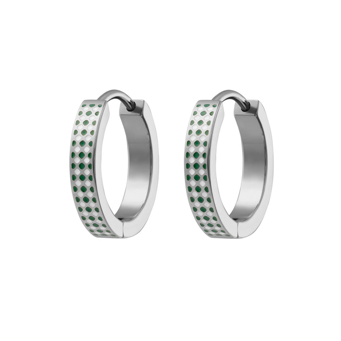Micro Check Titanium Hoops - Green
