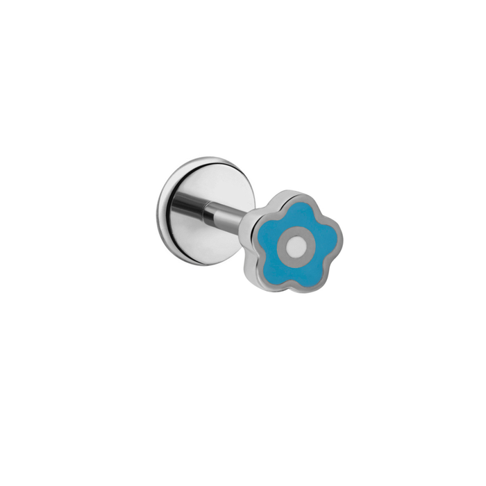 Micro Enamel Daisy Flat Back Stud - Blue