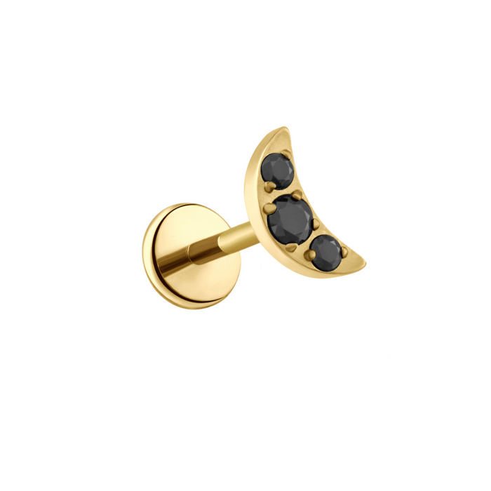 Midnight Crescent Flat Back Stud