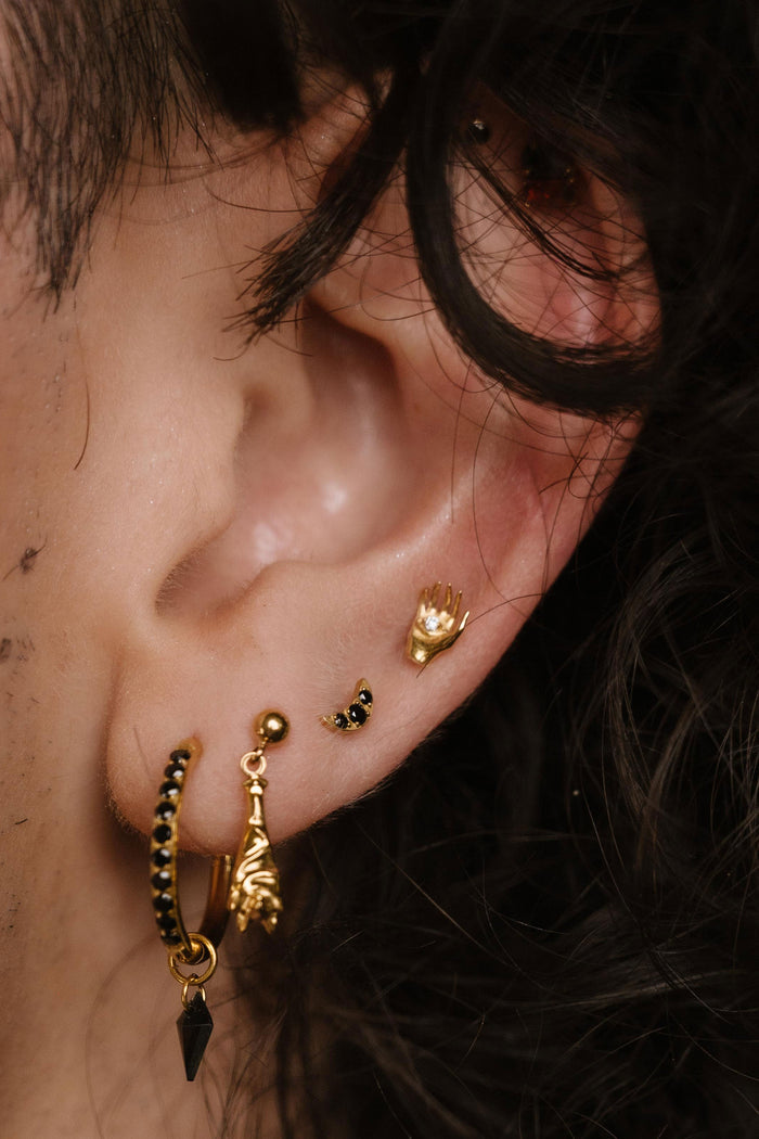Midnight Crescent Flat Back Stud