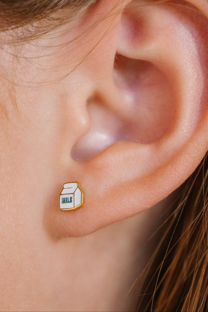 Milk Carton Enamel Flat Back Stud