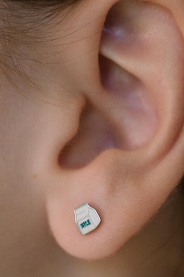 Milk Carton Enamel Flat Back Stud