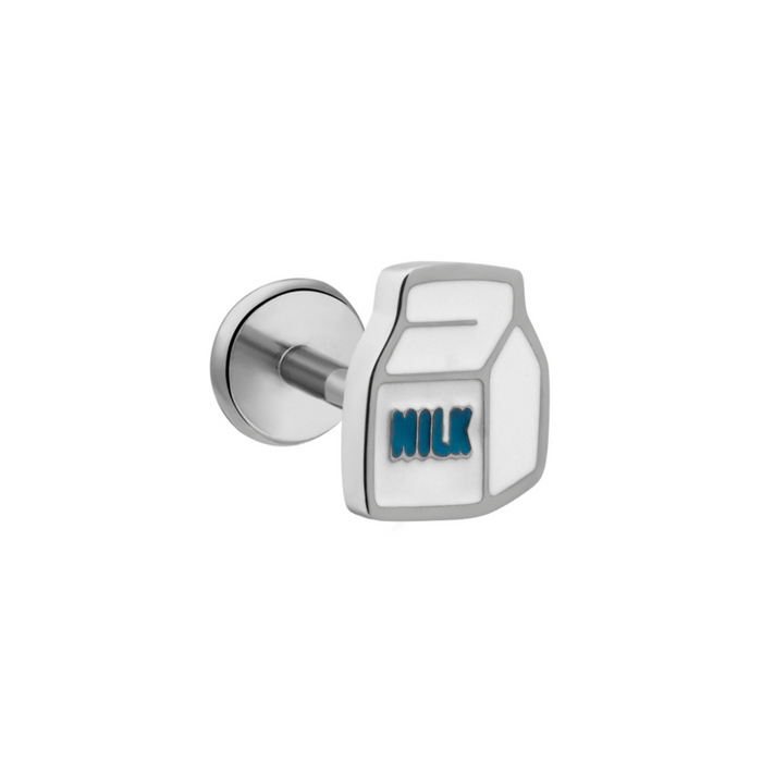 Milk Carton Enamel Flat Back Stud