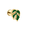 Mini Monstera Enamel Flat Back Stud