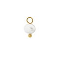 White and gold freshwater pearl charm on a white background