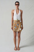 Mirror Mini Skirt Camel