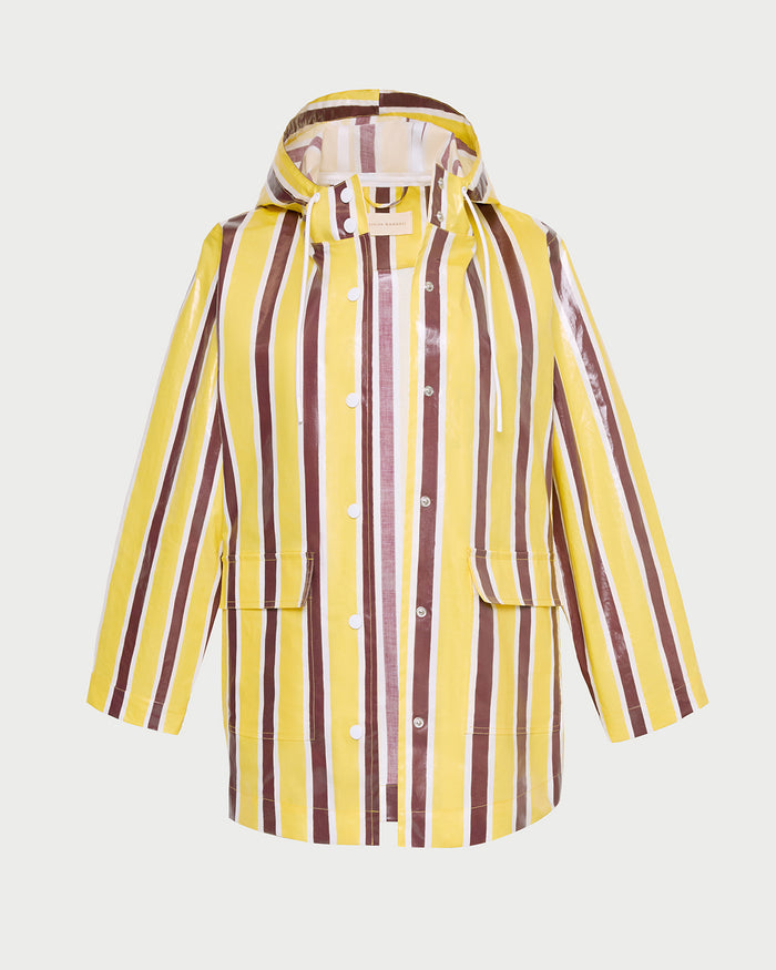 Misty Rain Jacket in yellow and brown striped cotton.