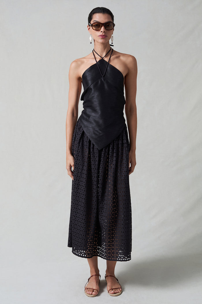 Napkin Dupioni Halter Top Black