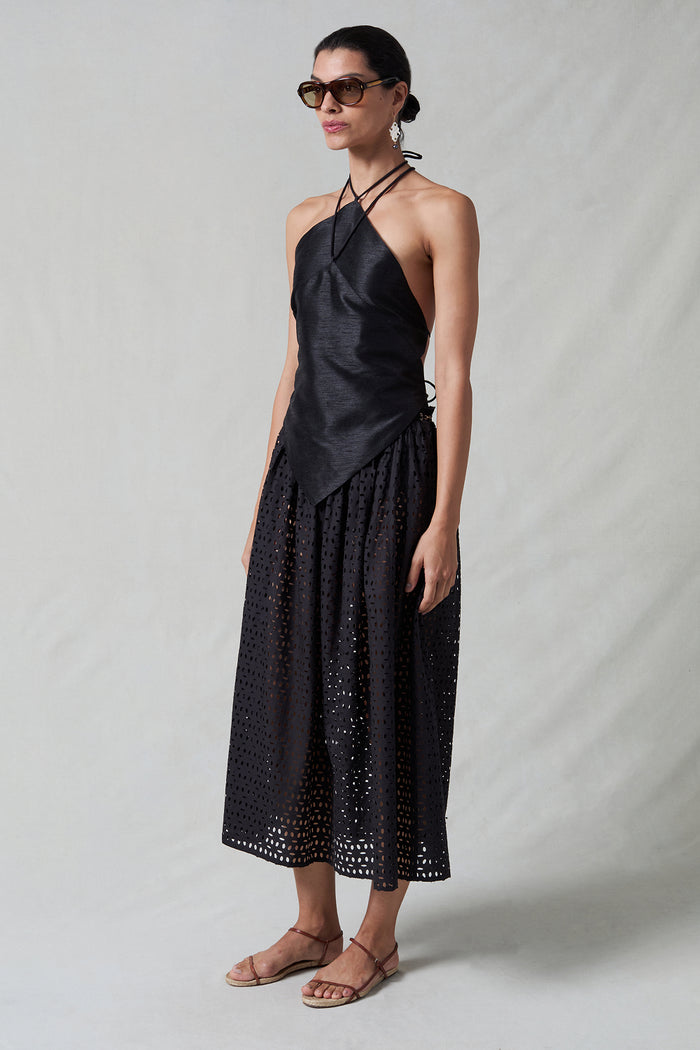 Napkin Dupioni Halter Top Black