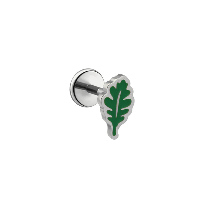 Oak Leaf Enamel Flat Back Stud