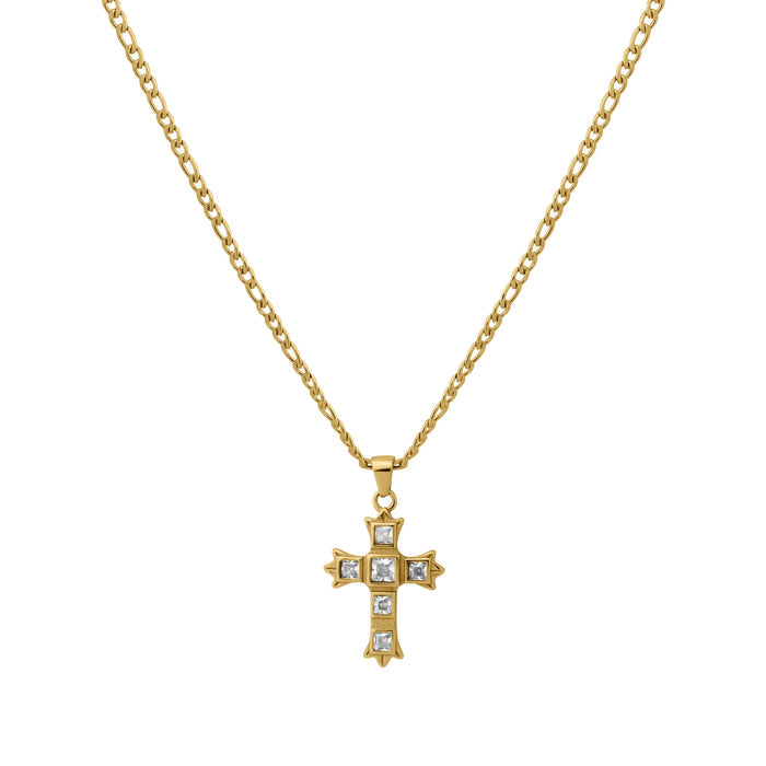 Ornate Zirconia Cross Necklace