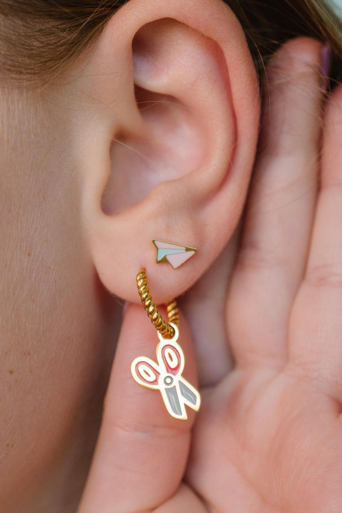 Paper Airplane Enamel Flat Back Stud