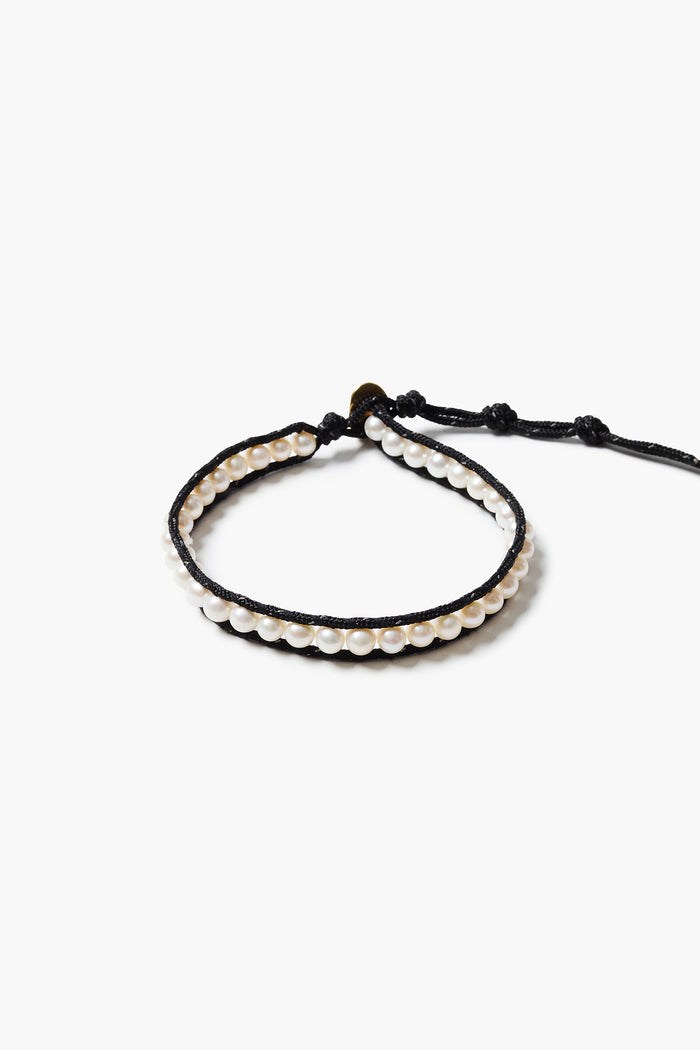 Paracord Wrap Anklet White Pearl