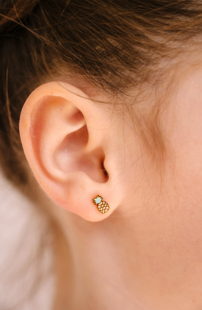 Pastel Pineapple Enamel Flat Back Stud