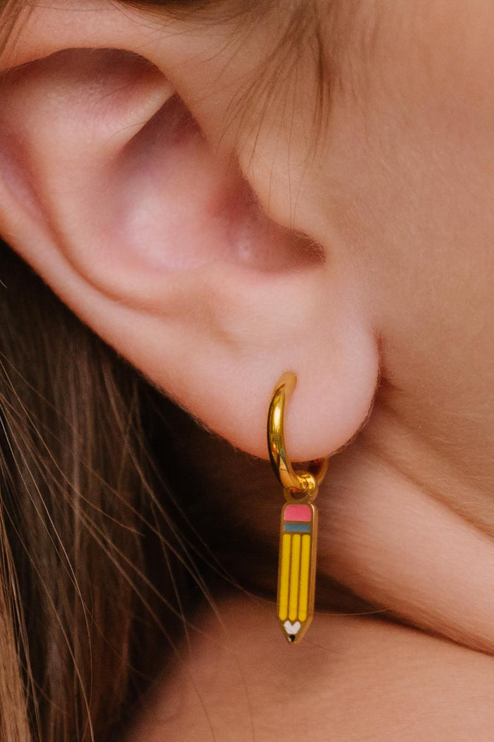 Pencil Enamel Hoop Charm