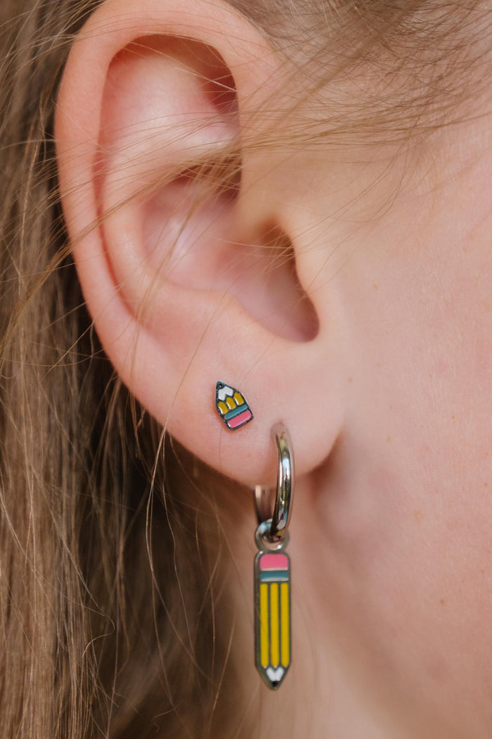 Pencil Enamel Hoop Charm