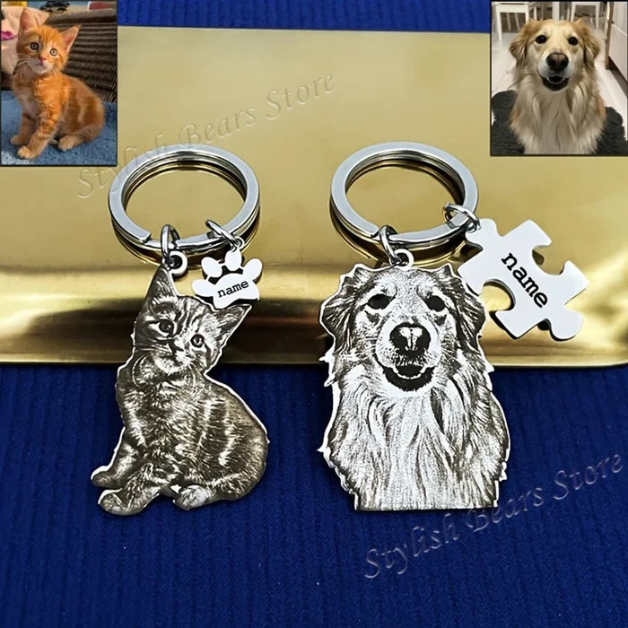 Personalized Pet Portrait Keychain