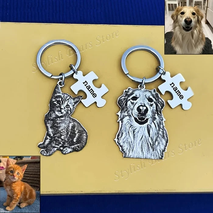 Personalized Pet Portrait Keychain