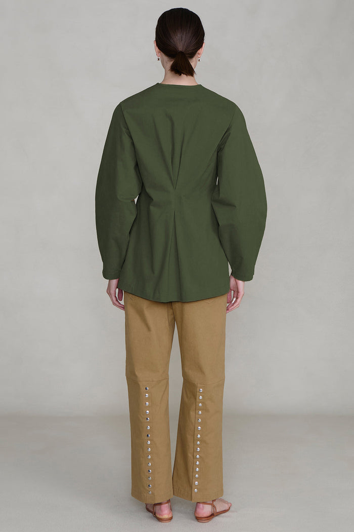 Pinch Waist Snap Jacket Army Green