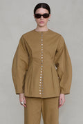 Pinch Waist Snap Jacket Khaki