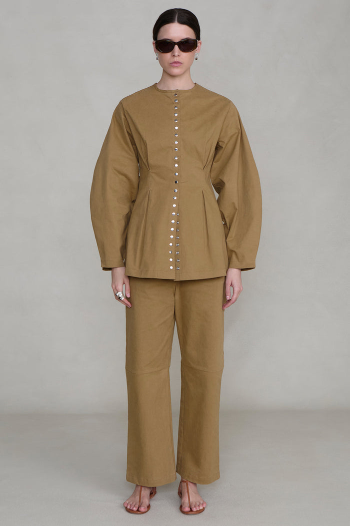 Pinch Waist Snap Jacket Khaki