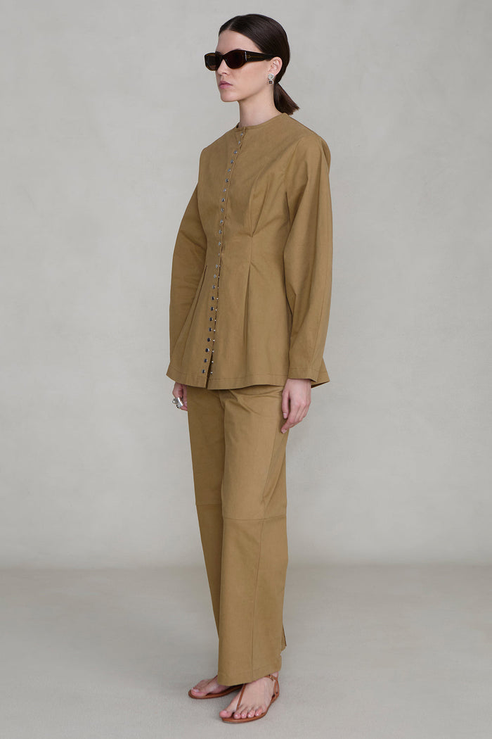 Pinch Waist Snap Jacket Khaki