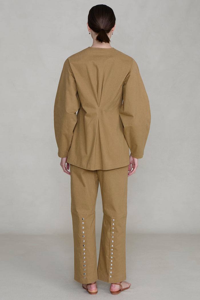 Pinch Waist Snap Jacket Khaki