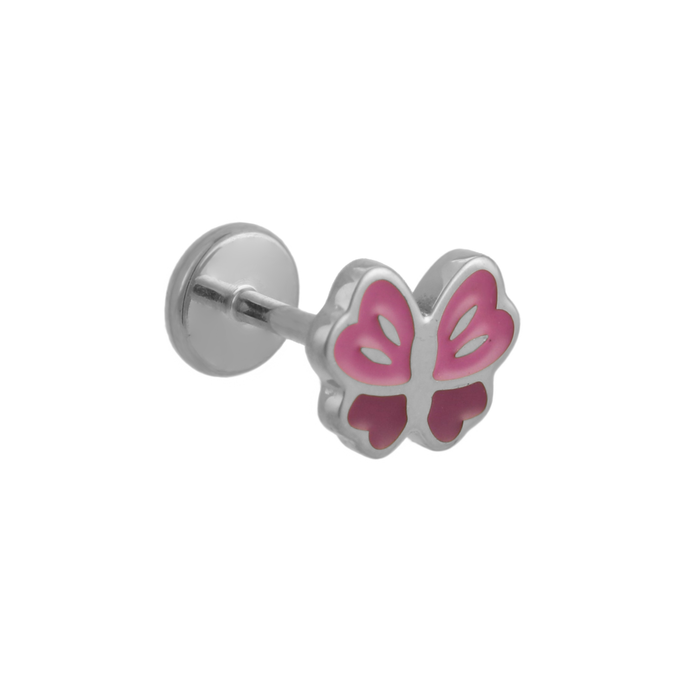 Pink Butterfly Enamel Flat Back Stud