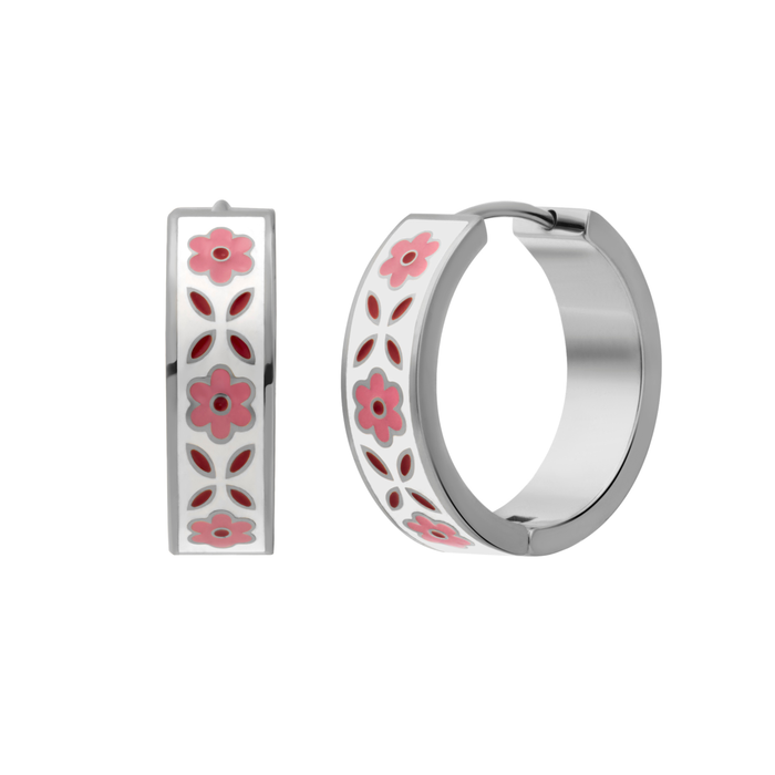 Pink Folk Enamel Hoops