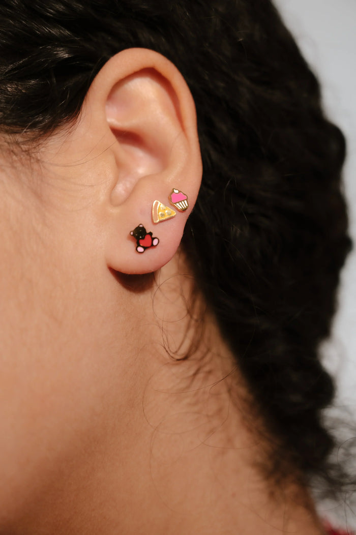 Pizza Slice Enamel Flat Back Stud