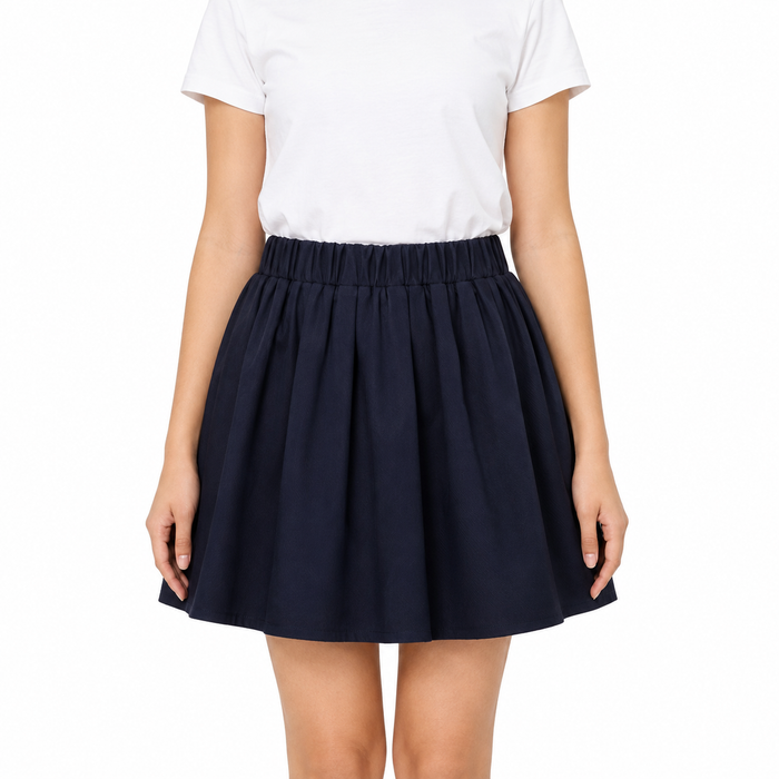 Pleated Elastic Waist Skirt