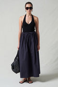 Poplin Column Skirt Midnight Navy