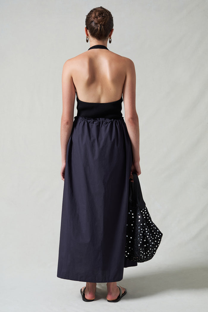 Poplin Column Skirt Midnight Navy