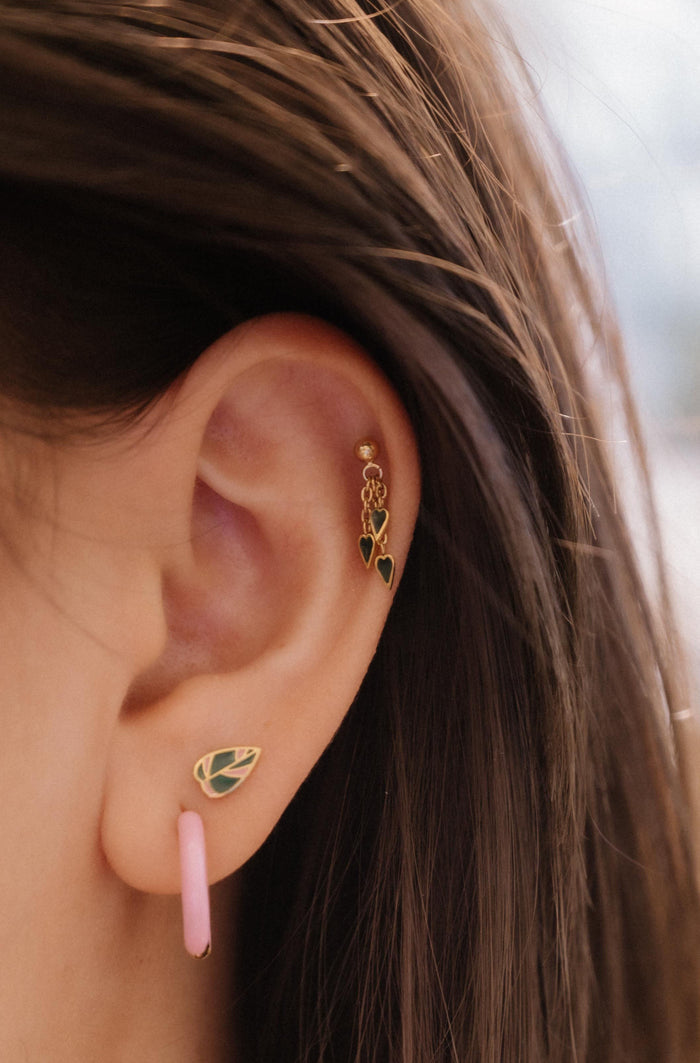 Pothos Enamel Flat Back Stud