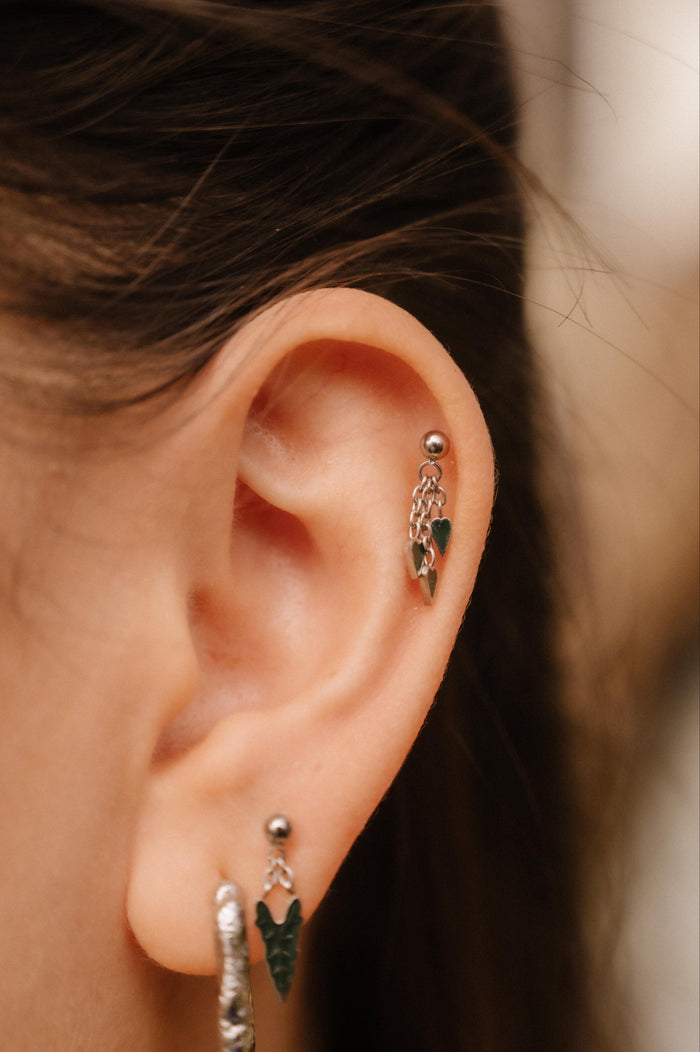 Pothos Enamel Flat Back Stud