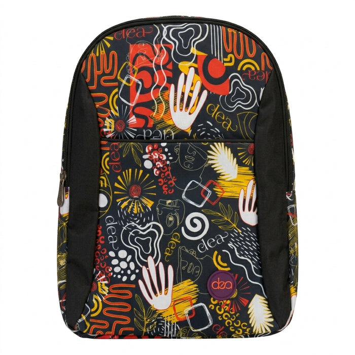 Printed Backpack With Front Pocket And Side Panels
