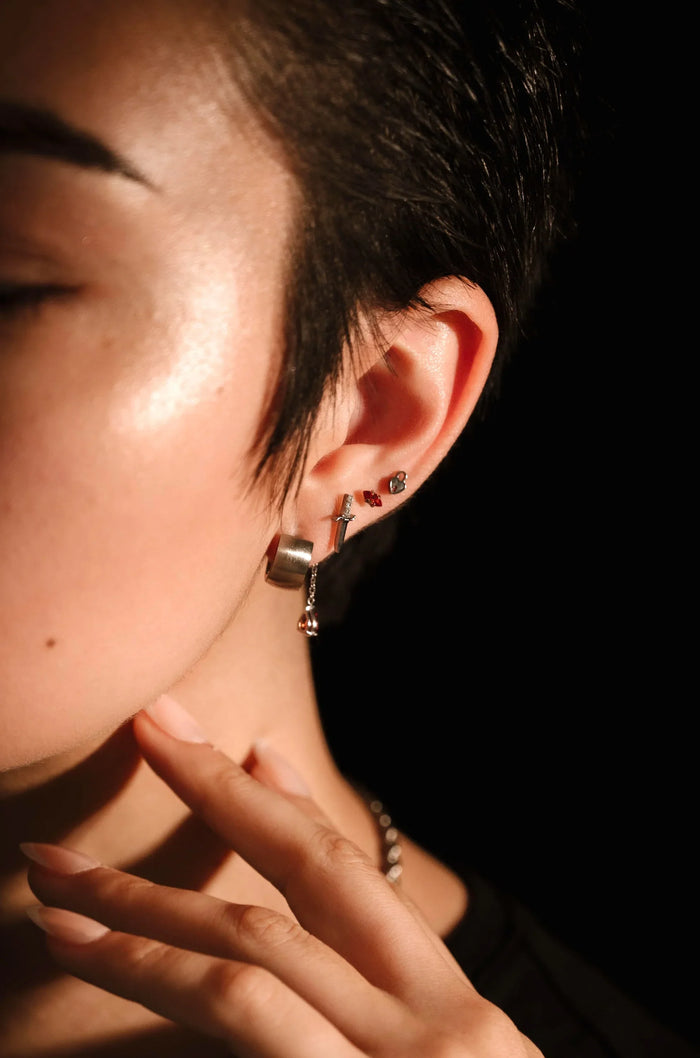 Prong-Set Marquise Flat Back Stud - Garnet