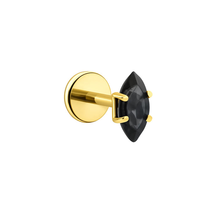 Prong-Set Marquise Flat Back Stud - Onyx