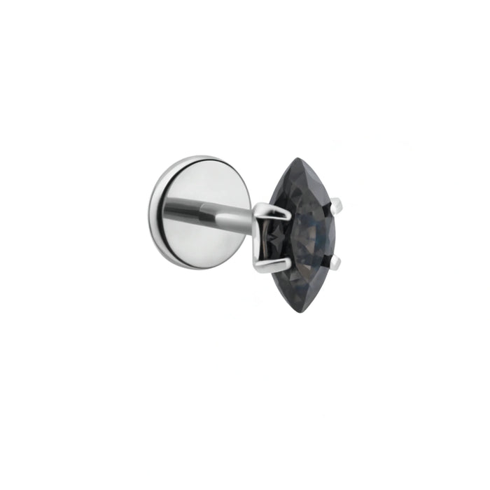 Prong-Set Marquise Flat Back Stud - Onyx